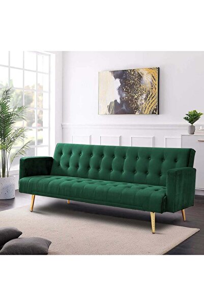 Danube Home أريكة سرير من القماش بثلاثة مقاعد من كلود - أخضر زمردي