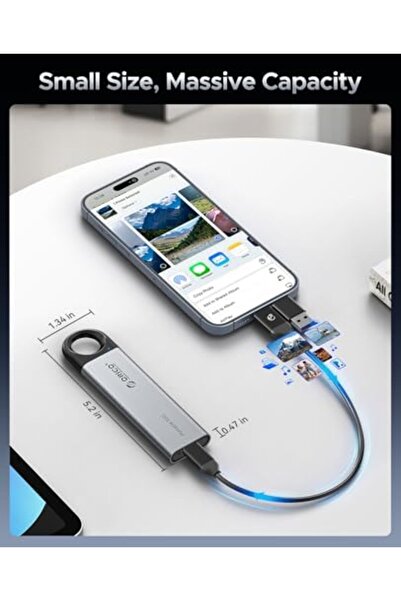 Orico 1TB External SSD Up to 1050MB/s, Hanging Hole Design Portable Solid State Drive, USB C&A 2 in