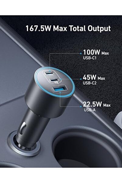Anker Car Charger, 167.5W Max 3-Port