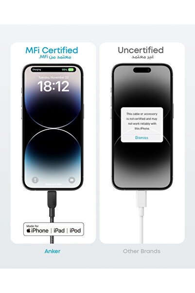 Anker USB-C to Lightning Cable (310), Braided 2-Pack, 6 ft, Black, MFi Certified