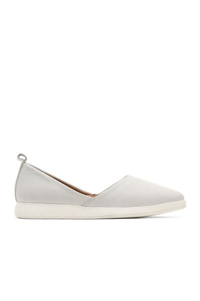 Bueno Shoes White Broken Leather Women's Flat Ballerinas 01Wy1507