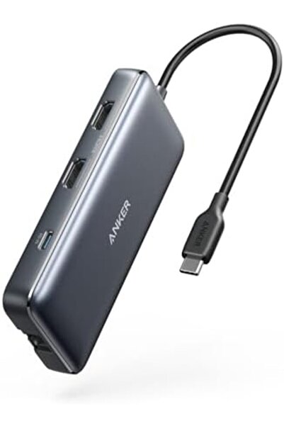 Anker موزع USB-C 553: قاعدة توصيل 8 في 1، منفذ HDMI مزدوج بدقة 4K، إيثرنت بسرعة 1 جيجابت في الثانية، PD بقوة 100 وات، قارئ بطاقات SD لأجهزة MacBook