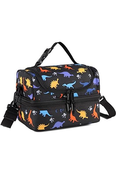 VASCHY Lunch Box Bag Kids, Insulated Two Compartments Cooler Bags for Boys Girls w Shoulder Strap fo