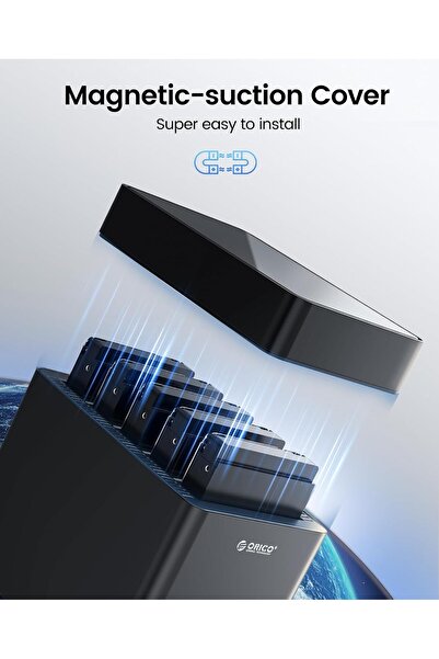 Orico 5-Bay 3.5" HDD Enclosure, USB-C to SATA, Built-in Fan, Up to 80TB (DS500C3)