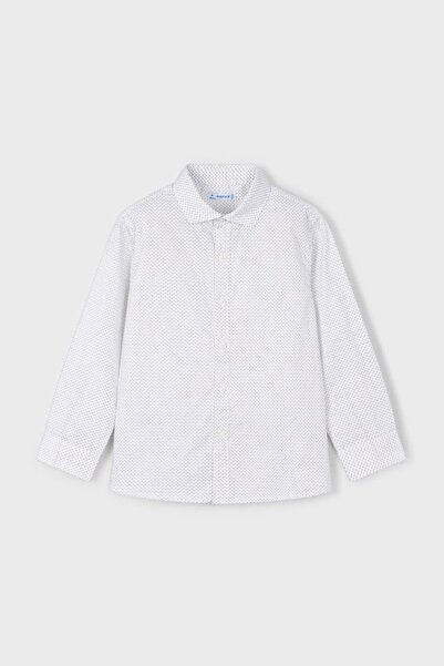 MAYORAL Cămașă cu mânecă lungă cu micro model pentru băiat - albă