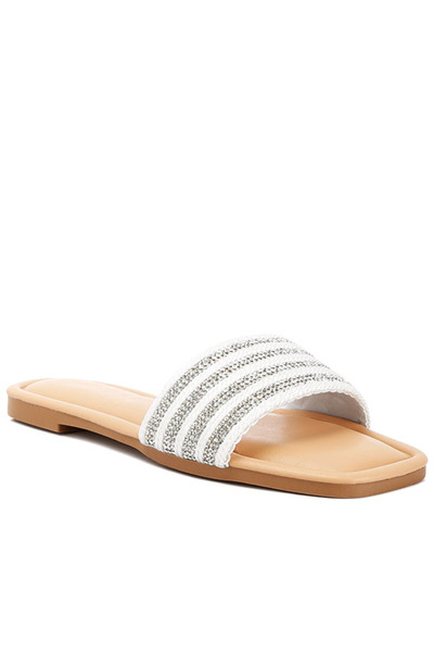 london Rag Women Striped Slip On Flats in White