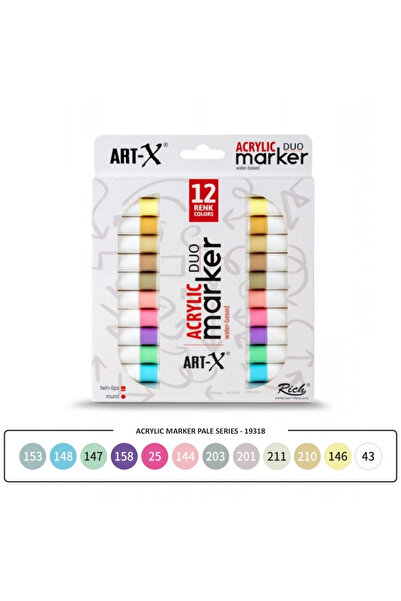 Art Tone ART-X Çift Uçlu Akrilik Marker Kalem Seti 12li Pale