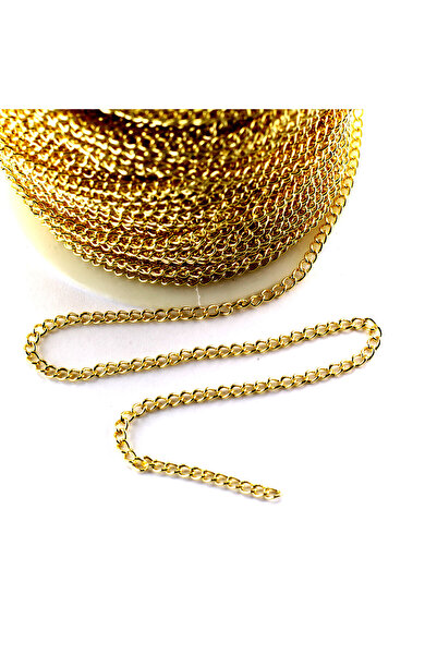 TT Tahtakale Toptancıları سلسلة مجوهرات وإكسسوارات مطلية بالورنيش الملتوي 4 ملم (1 طن) ذهبي