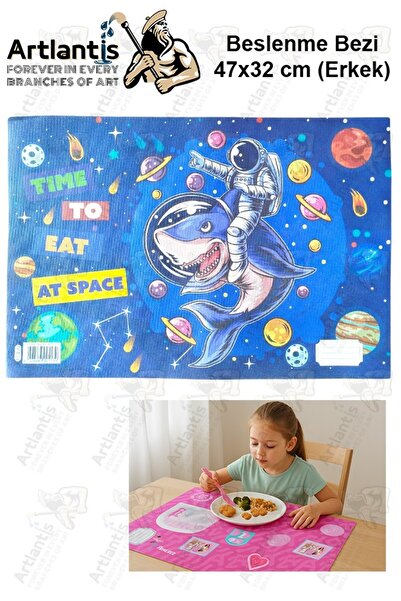 Artlantis Beslenme Bezi Erkek Modeli Yıkanabilir 32x47 cm 1 Adet Beslenme Örtüsü Okul Öncesi Kreş Anasınıfı İl