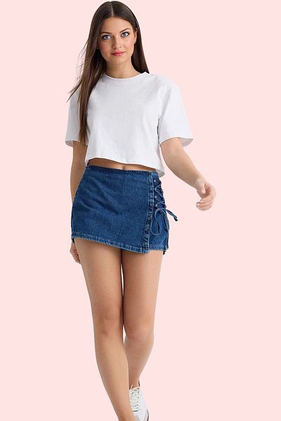 PayBuy Women's Fashion Denim Shorts Skirt Lace-Up Detail Short Length Cotton Summer Casual Daily Use Modern Design