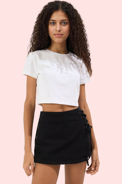 PayBuy Women's Fashion Denim Shorts Skirt Lace-Up Detail Short Length Cotton Summer Casual Daily Use Modern Design