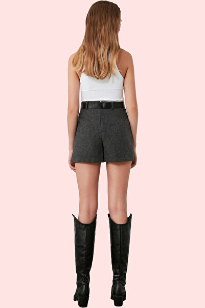 PayBuy Kadın Moda Şort Etek Dokuma Kaşe Kemerli Kısa Boy Günlük Kullanım Hafta Sonu Yazlık Şort