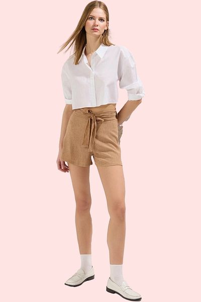 PayBuy Women's Fashion Knitted Shorts Wrinkled Woven Plain Pattern Casual Daily Summer Weekend Where Style Meets