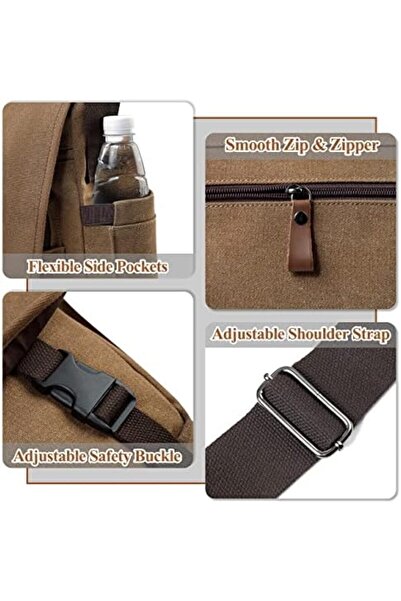 VASCHY Messenger Bag for Men, Canvas Briefcases 15.6 in Laptop Bag Crossbody School Satchel Computer