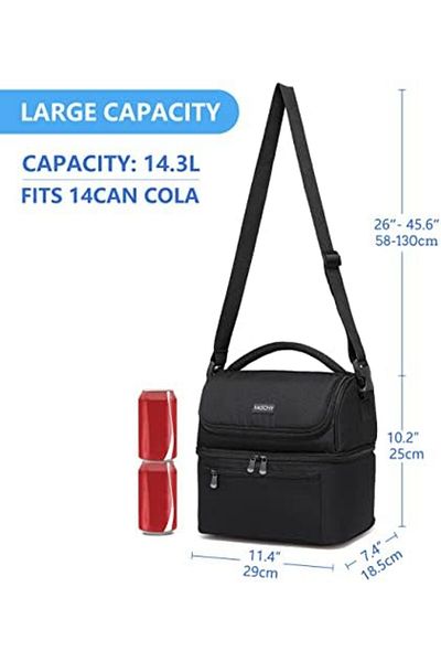 VASCHY Lunch Bag, Insulated Lunch Box Leak-proof Cooler Bag in Dual Compartment Lunch Tote for Men,