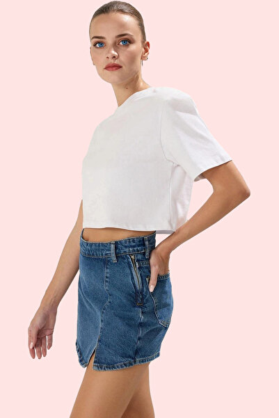 PayBuy Kadın Moda Denim Şort Etek Yüksek Bel Geniş Paça Pamuklu Yaz Günlük Hafta Sonu Kaliteli Malzeme