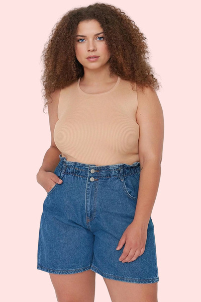 PayBuy Women's Fashion Wide Leg Denim Shorts High Waist Cotton Casual Combinations Summer Shorts