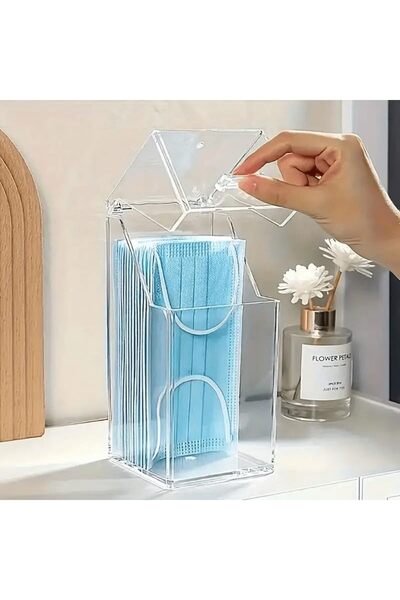 Slasa Clear Acrylic Storage Box for Masks (21 × 9 × 8.8 cm) – Dust-Resistant ...