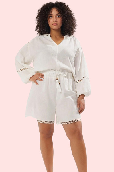 PayBuy شورت نسائي كاجوال مقاس كبير، شورت صيفي للشاطئ، قصير، قطن، للاستخدام ال...