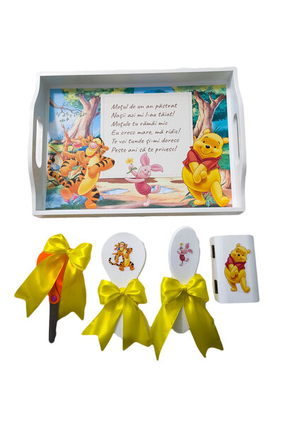 fantasialand Tavă pentru ceremonia de primă tunsoare cu foarfeca, 5 bucăți, model Winnie