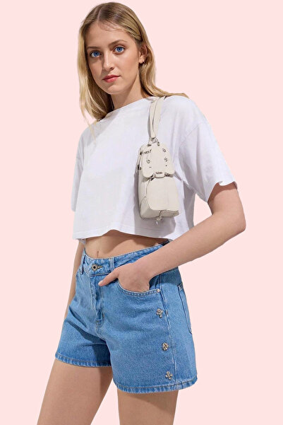 PayBuy شورت دينم نسائي عصري واسع الساق من القطن بتصميم كاجوال شورت صيفي