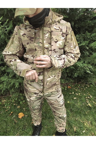 Lion camo Costum Softshell Suit with Insulated Wool Fighter Antivand si Hidrofug