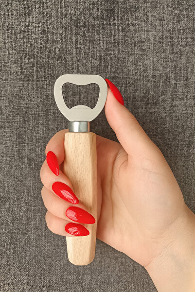 Home Stainless Steel Bottle Opener with Wooden Handle – Durable and Stylish Design