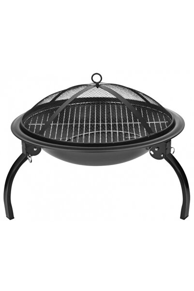 SGTT Grătar de grădină, grătar rotund de camping, metalic, 54x25 cm