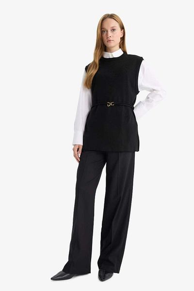 DeFacto New Season Crew Neck Belt Detailed Knitwear Sweater