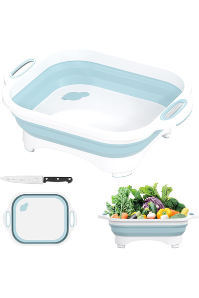 OEM Folding cutting board with knife - wash and drain, ideal for picnic, Prep and camping, 40x30x13 cm