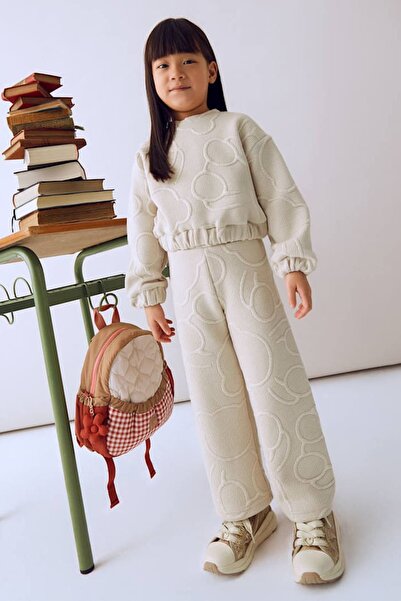 MAYORAL Costum pentru fetiță cu modele în relief - Bej