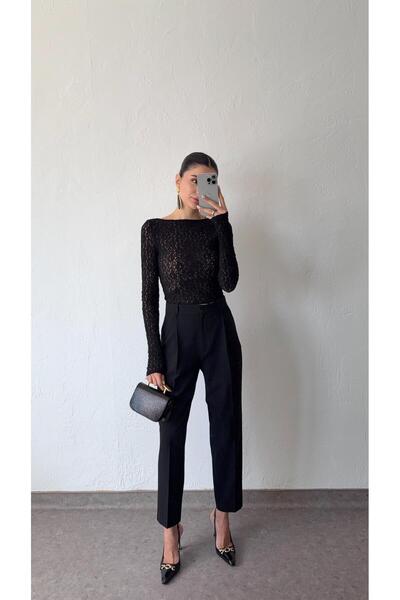 HAZELANNA Black Riding Pants