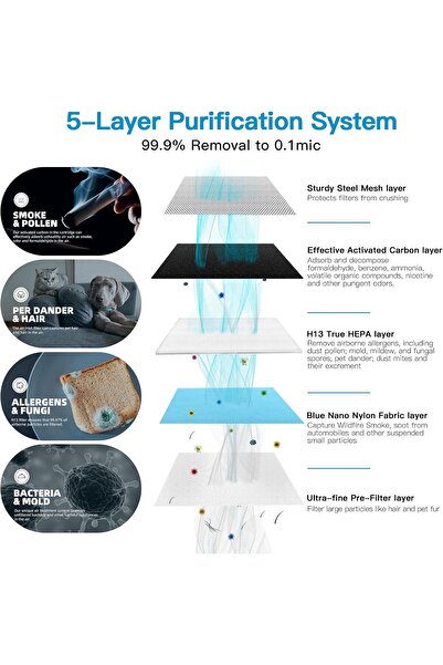 Generic Aircillin Air Purifier AP0801 Replacement Filters 2-Pack, H13 True HEPA Filter, Activated Carbon Fil