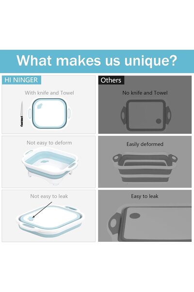 OEM Folding cutting board with knife - wash and drain, ideal for picnic, Prep and camping, 40x30x13 cm