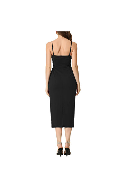 OEM Elegant long dress, fitted, sleeveless, Black L