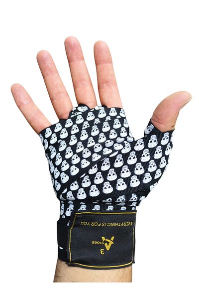 A³Store Boxing Bandage, Hand Wrap, Wrist and Hand Protector, Elastic Bandage, Small Skull Black 3.5 Meters