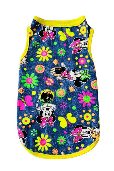 DOGİ&DOG Small Breed Neon Flowers Mouse Dog Vest Cat Vest Dog Outfit (1-10kg)