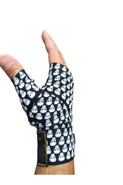 A³Store Boxing Bandage, Hand Wrap, Wrist and Hand Protector, Elastic Bandage, Small Skull Black 3.5 Meters