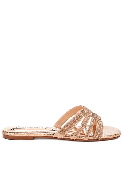 london Rag Women Rhinestone Cut Out Flats in Rose Gold