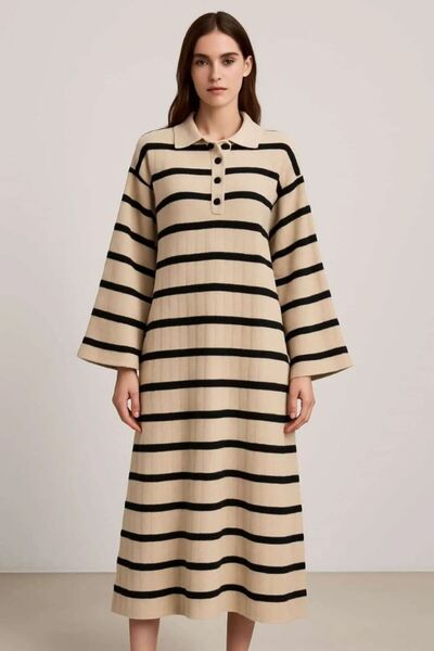 zeyoo collection ihb Zeyoo Spanish Sleeve Striped Dress