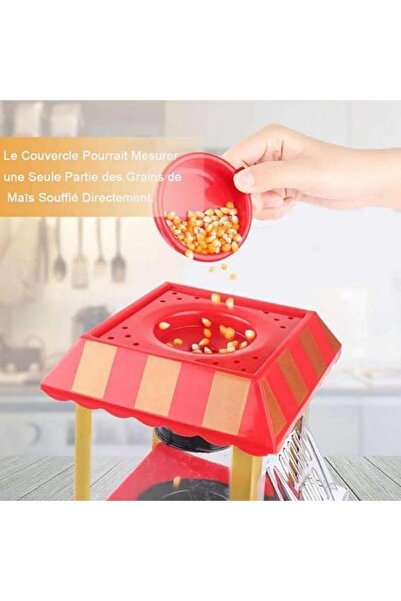 Tradeo عربة صنع الفشار على الطراز القديم، آلة كهربائية لصنع الفشار بالزيت الساخن مع مظلة مخططة، باللونين الأحمر والذهبي