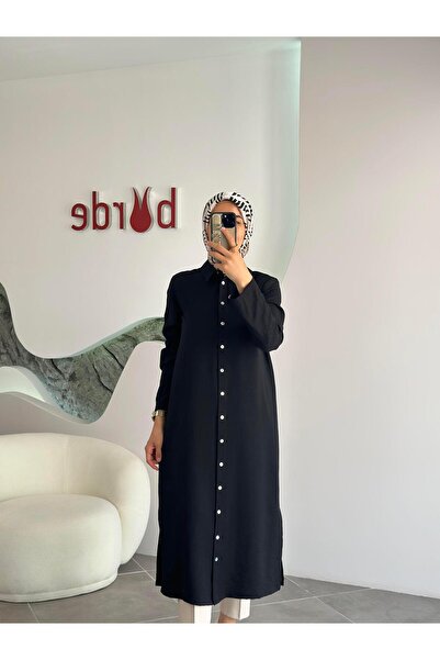 Armine Trend Kolu Apoletli Uzun Gömlek 25YT4142 Siyah