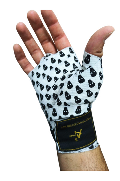 A³Store Επίδεσμος πυγμαχίας, 3,5 μέτρα Περιτύλιγμα χεριών, Προστατευτικό καρπού και χεριών, Ελαστικός επίδεσμος, Μικρός κρανίος μαύρο