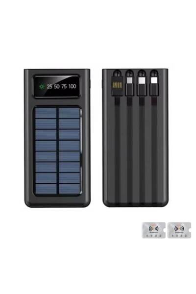UnderShop External Battery with Solar Panel, Power Bank 20000mAh, 4 Integrated cables