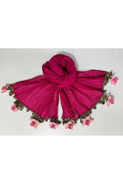 KAFTAN TAKI TASARIM Handwork Three-Dimensional Flower Kerchief 41X1.50Cm
