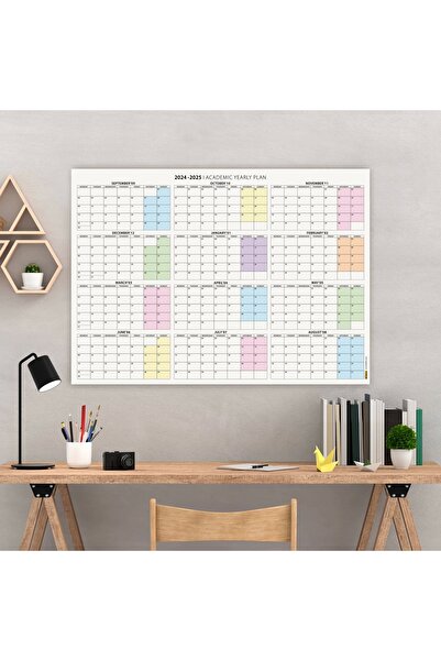 bi'aldım 2025 -2026 Akademik Duvar Takvimi, Eylül Başlangıçlı, Academic Wall Calendar, Pastel Gökkuşağı Renkl