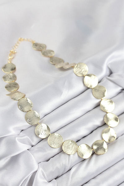SeyCey.co Brass Row Coin Model Gold Color Women's Necklace
