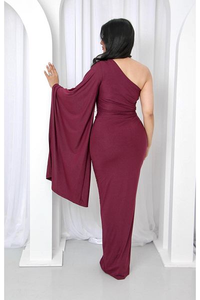SELSAL One shoulder cape dress