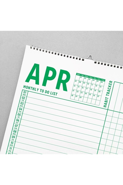 bi'aldım 2026 Yıllık Planlayıcı Duvar Takvimi, A4, 33x48 cm, Alışkanlık Takipçisi, 2026 Wall Planner, Monthly