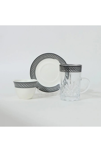 rexa طقم فناجين شاي وقهوة بنقشة سوداء، 36 قطعة - 2SS1-T02-020